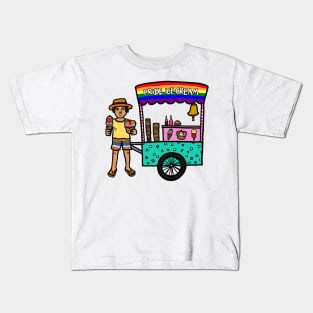 Street food vendor selling gay pride ice cream Kids T-Shirt